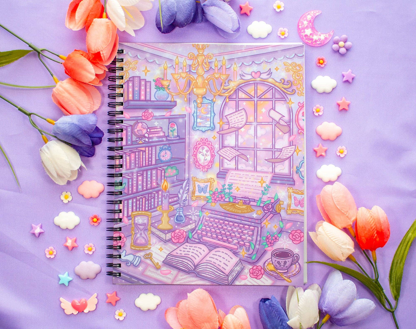 Pastel Academia Spiral Lined Notebook (7x9")